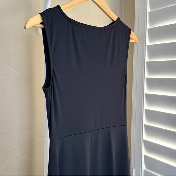 Commense Black Asymmetric Ruched Maxi Dress NWT Sleeveless Stretch Medium - Picture 7 of 10
